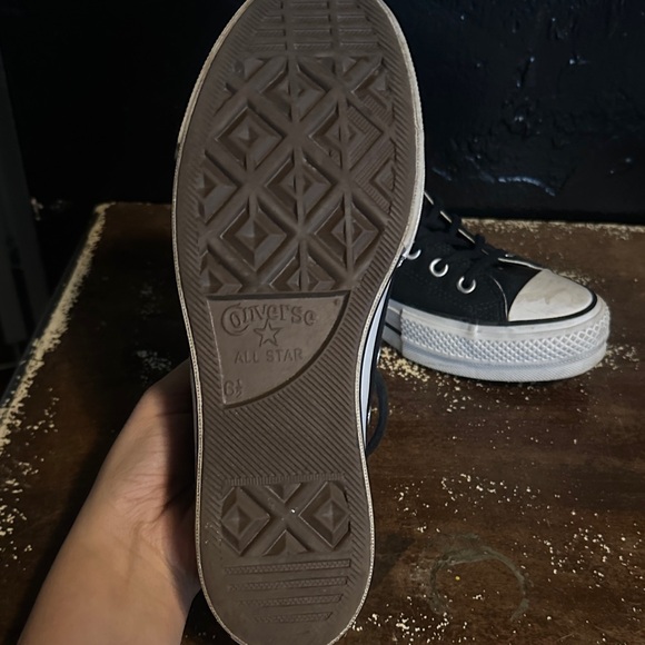 Converse All Star Black and White Platform Sneakers - Picture 2 of 10